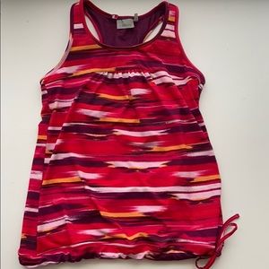 Athleta Red Pink Striped Racerback Swim Tank